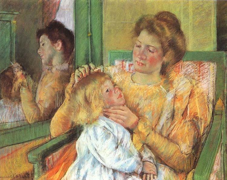 Mary Cassatt Mother Combing her Child Hair Norge oil painting art